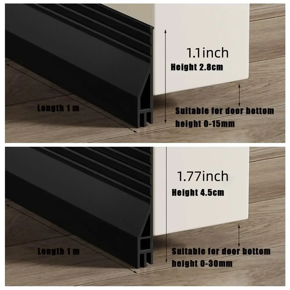 1PC 1m/39.37inch Windproof Door Bottom Seal Strip SoundProof Dustproof Door Gap Baffle Soft TPE Waterproof Seal Strip Hotel