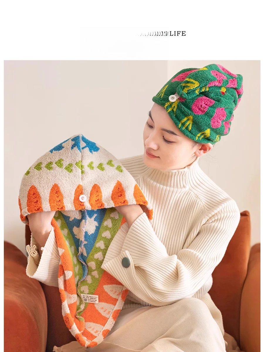 

Tlife Pure Cotton Absorbent Qui Dry Hair Cap Comfortable Bath Cap Towel for Everyone Home Personal Care Accories