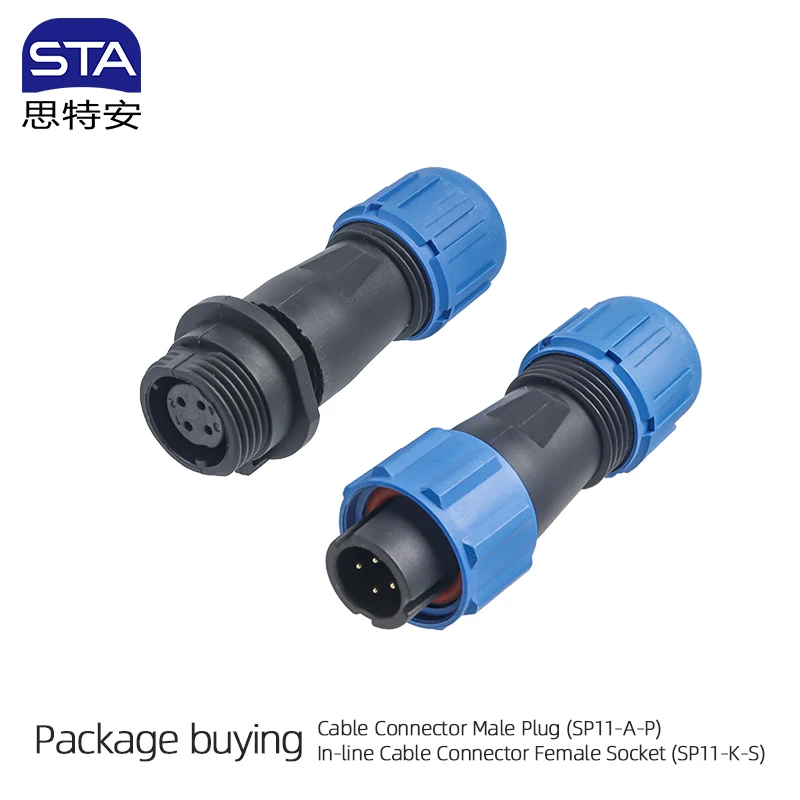 SP1110/P SP1111/S Plastic Waterproof IP68 Connector 2 3 4 5 Pin Thread Male Female In-line Plug Cable Mate Rear-nut Mount Socket