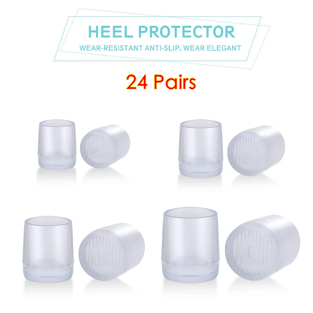 24 pares de protectores de tacón alto, cubiertas de zapatos de tacón de aguja, tapones de talón, reemplazo de tacón antideslizante, fiesta de boda nupcial