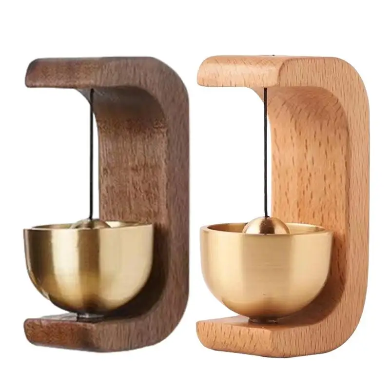 Timbre de puerta de madera maciza, campanas de viento de latón magnéticas, cascabel inalámbrico, colgante para puerta de entrada, decoración del hogar