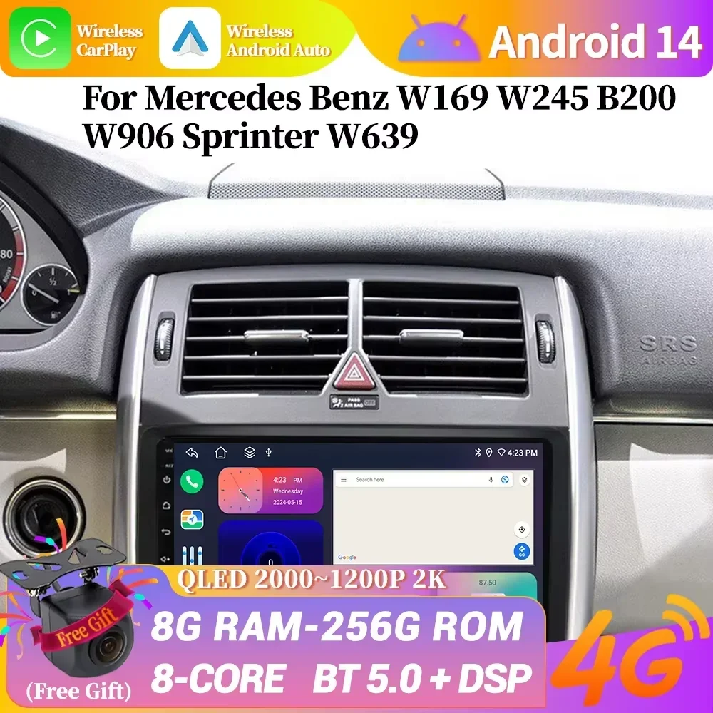 

Android 14 For Mercedes Benz W169 W245 B200 W906 Sprinter W639 Car Radio Wireless Bluetooth Carplay Head Unit Multimedia Screen