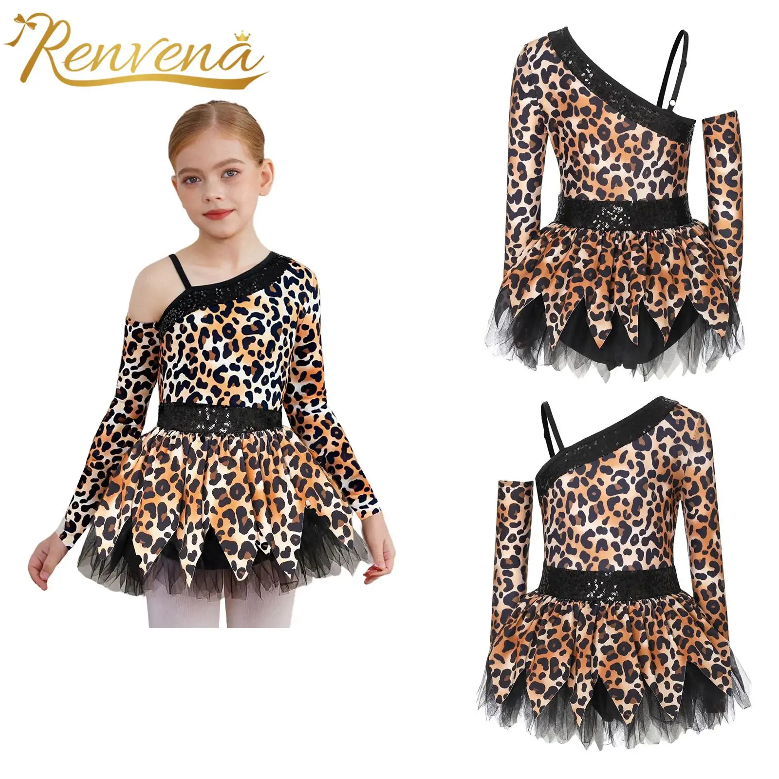 Kids Leopard Print Halloween Tribe Cavegirl Costume Girls Cave Costume Primitive Tribal Dress Up Historical Caveman Fancy Dress