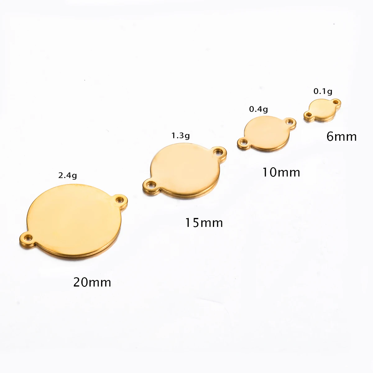 20Pcs Steel Gold Color Stainless Steel Round Blank Stamping Tags with Two Loops For Necklace Bracelet DIY Jewelry Making