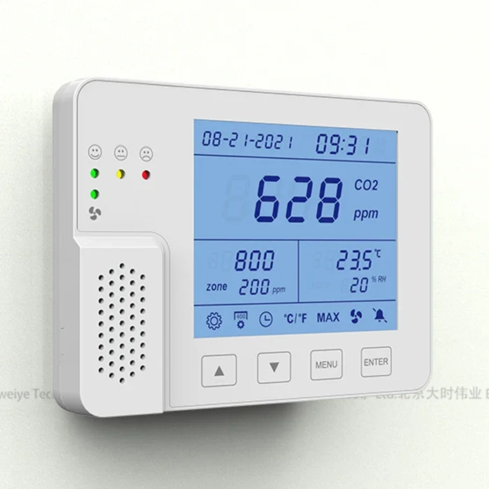 Air quality co2 monitor controller with Relay function , Large LCD Temperature humidity Carbon dioxide air quality monitor