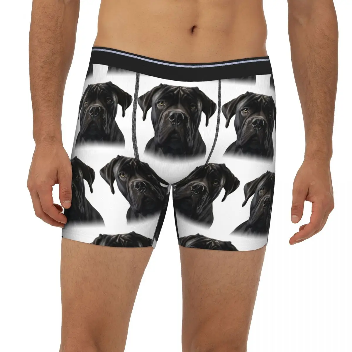 

Черная трость Corso, итальянские мастифские длинные трусы-боксеры, короткие мужские трусы, мягкое нижнее белье для мужчин, подарок бойфренду