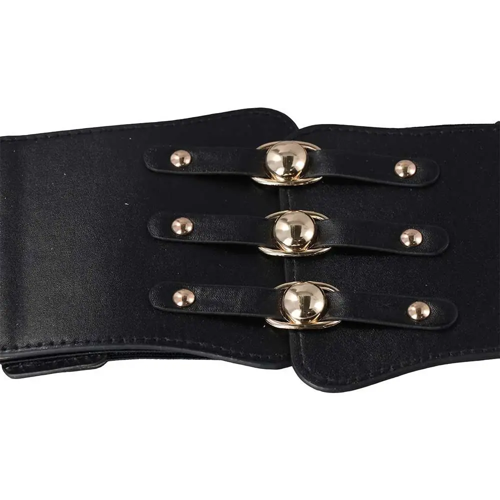Korean Metal Buckle Slimming Body All-match Corset PU Leather Cummerbund Skirt Decorations Elastic Waist Strap Wide Waistband