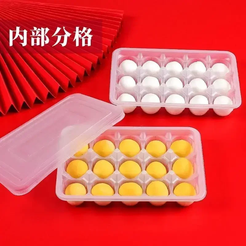 50pcs Disposable Meatball Dumplings Storage Box  Food Grade Frozen Packaging Tray with Lid PP/PET Circular Grid Package Boxs