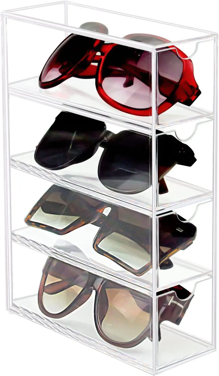 

4 Layers Acrylic Transparent Glasses Organizer Box Stackable Display Holder Makeup Organizers Sunglasses Storage Box for Jewelry