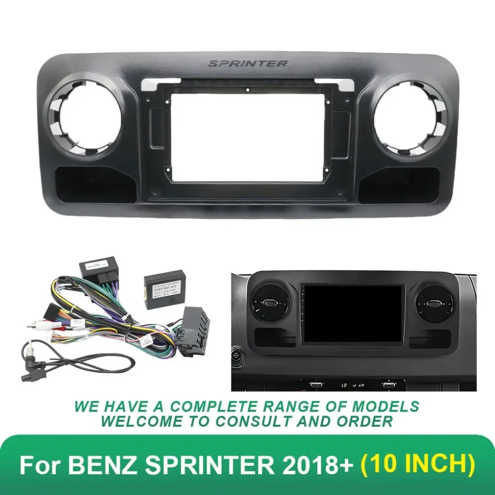 

Car audio fascia frame10.1 Inch Adapter Canbus Box Decoder Android Radio Dash Fitting Panel Kit For Benz Sprinter Spinway W907