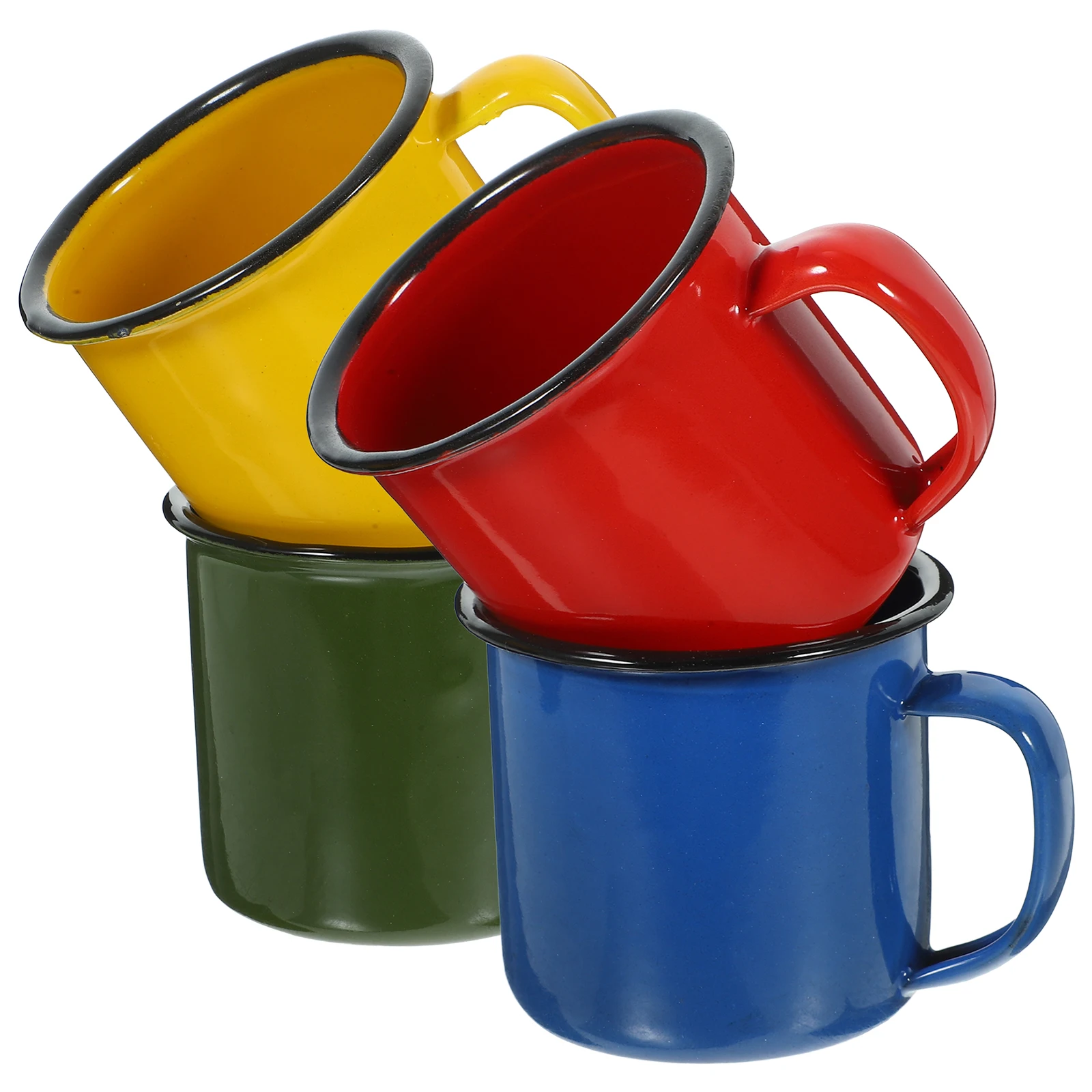 4Pcs  Household Water Cups Enamel Juice Mugs Sturdy Trustworthy Design Not Easy to Damage Rust Long-term Use Home Accessory