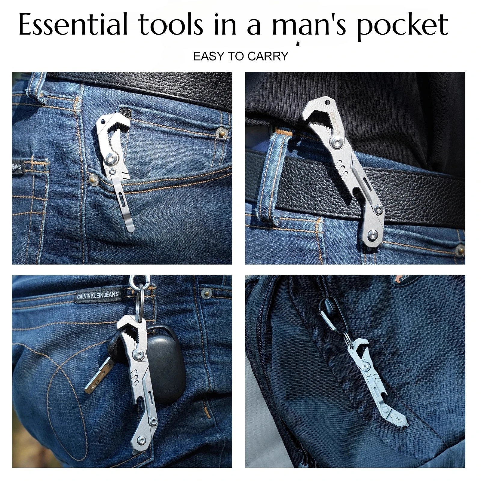 Titanium Alloy 7-in-1 Outdoor Multi-functional Mini Folding Wrench A Portable Camping Survival Emergency EDC Tool view 5