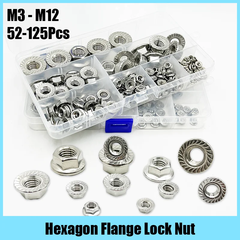 

Hexagon Flange Nut M3 M4 M5 M6 M8 M10 M12 304 Stainless Steel Metric Flange Nuts Pinking Automatic Locking Nut Serrated Spinlock