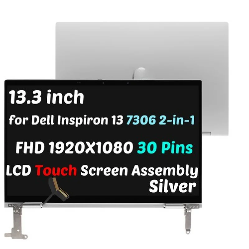 

A++13.3in for Dell Inspiron 13 7306 2n1 P124G FHD LCD Touch Screen Assembly Silver