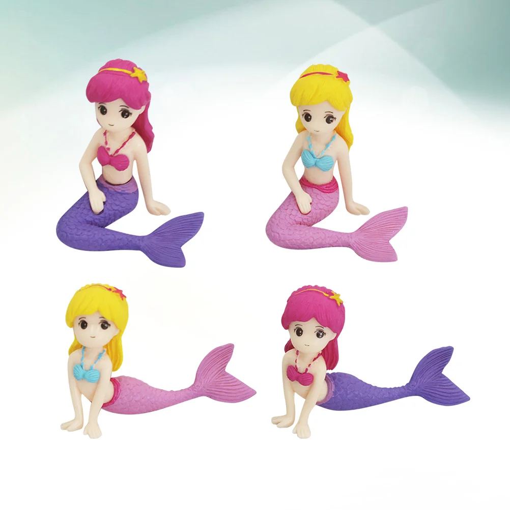 4 Pcs Girl Baby Decoration Mermaid Cake Decorations Edible Seashells Design Topper