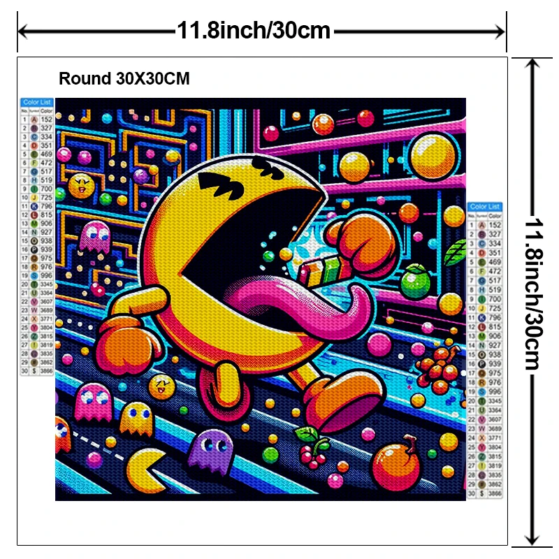 Zipper Bag 5D DIY Cartoon Pac Man Diamond Painting Kit Sticking Diamond Embroidery Cross Embroidery Art Children's Gift