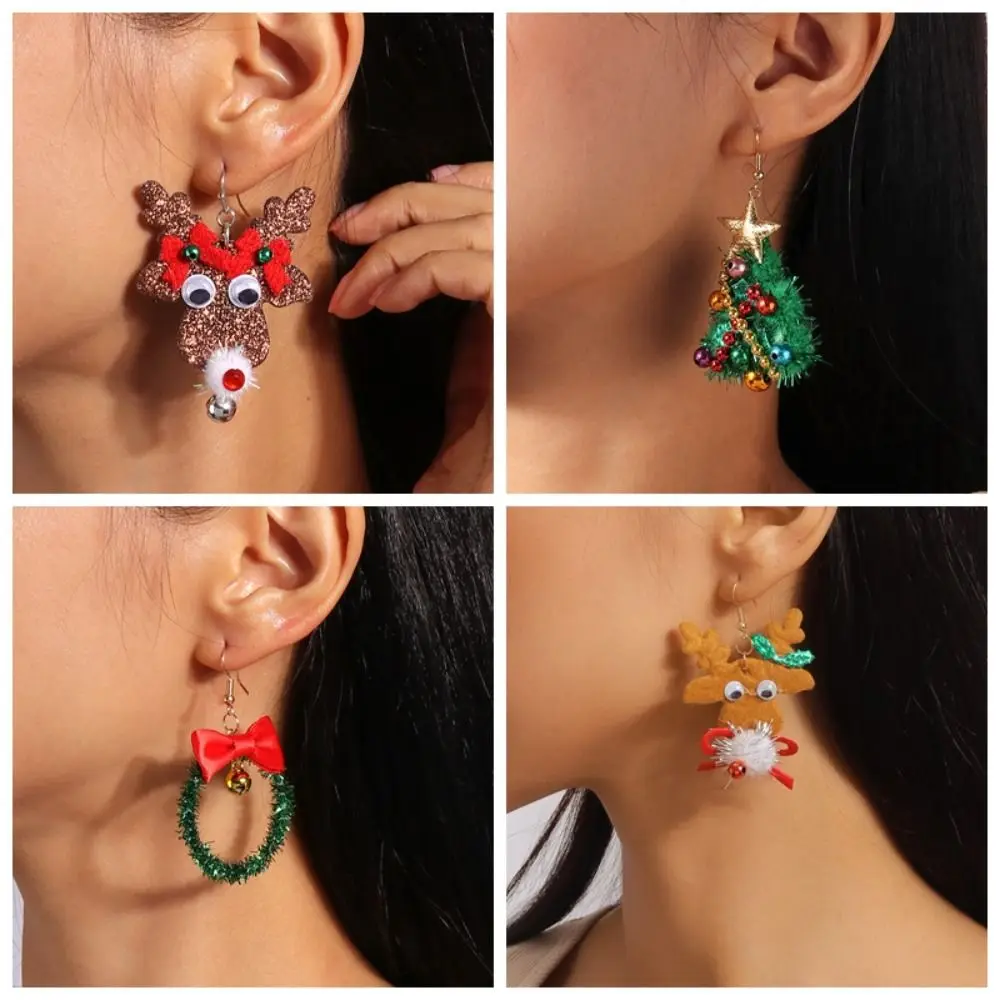 Merry Christmas Christmas Drop Earrings Xmas Tree Party Festival New Year Earrings Mix Styles Decoration Wreath Circle Earrings