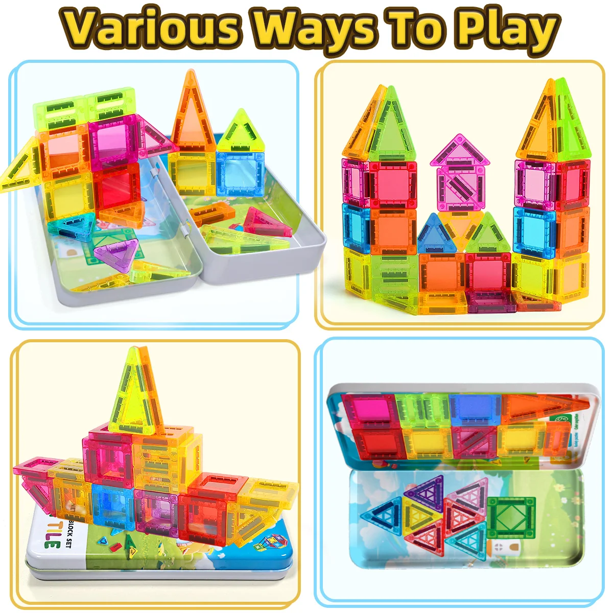Blocs de Construction magnétiques, ensemble de Construction, jouet éducatif sensoriel Montessori pour garçons et filles, cadeau pour enfants, 26/38 pièces avec boîte en fer