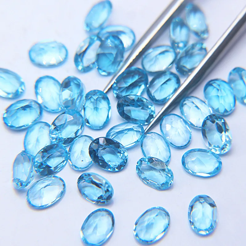 

Natural Blue Topaz Oval Cut 5x7mm Loose Gemstones Jewelry DIY Making Stone
