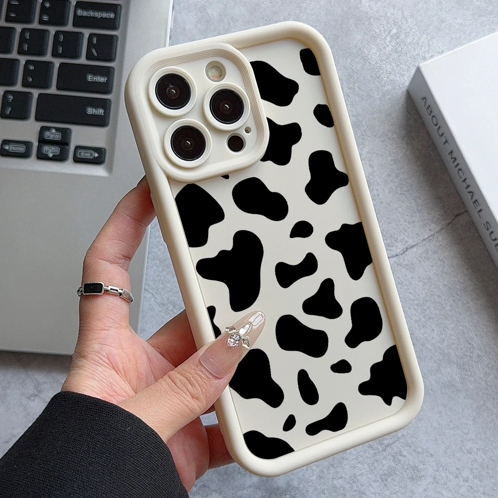 Cow Pattern Phone Case for Samsung Galaxy A73 A71 A55 A54 A53 A52 A51 A34 A33 A32 A23 A14 A13 A12 4G 5G Ladder Lens Cover