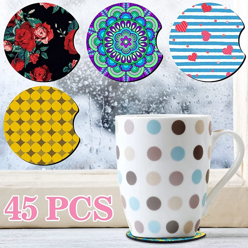 Sublimation Coasters Blanks Sublimation Car Cup Coasters 2.75 Inch Heat Press Car Cup Holder Cup Mat For DIY