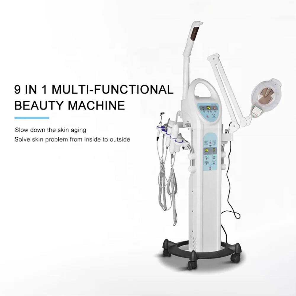 9 In 1 Multi-Functional Beauty Salon Face Spa Machine Facial Steamer Machine With Magnifying Lamp