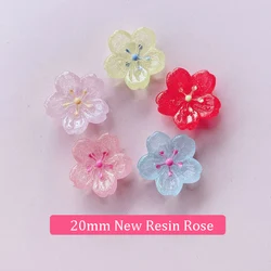 10Pcs Glitter Cherry Blossom Flowers Resin Jewelry Accessories Hairpin Hair Ring Jewelry Material DIY Appliques Phone Deco Part