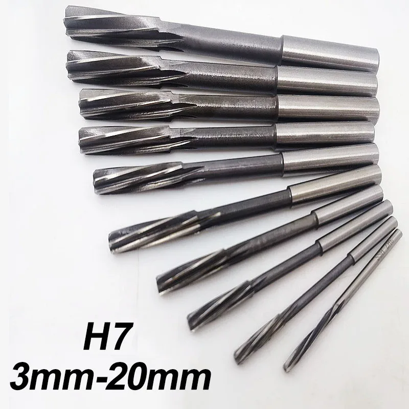 Helical Reamer Chucking Machining Tool HSS H7 Straight Shank Spiral Flute Machine Reamer 3mm-20mm for Metal Steel Aluminum