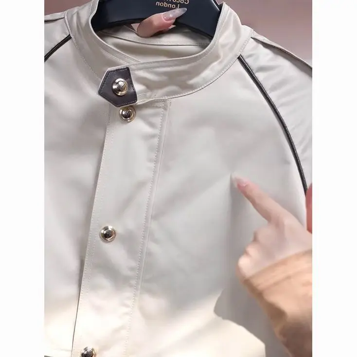 

Trench Coat Female Minimalism Line Camel Letterch Colors Plush Waist-Collecting Drawstrings Textured Premium Business Ropa Outer