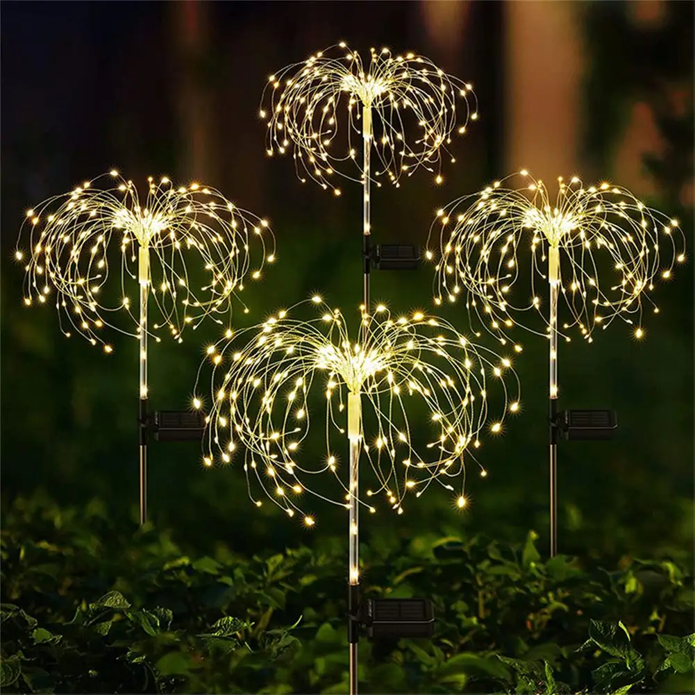 

1pc 120 LED 2 Modes Solar Firework Lights Outdoor Garden Waterproof Fireworks Lamps For Walkway Pathway Backyard Lawn Landscape