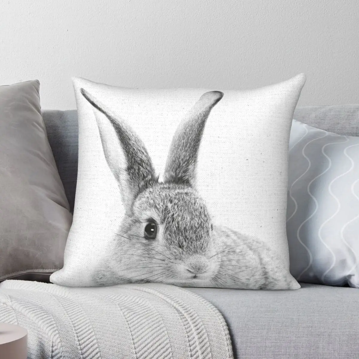 

Rabbit 33 Pillowcase Polyester Linen Velvet Printed Zip Decor Pillow Case Home Cushion Cover