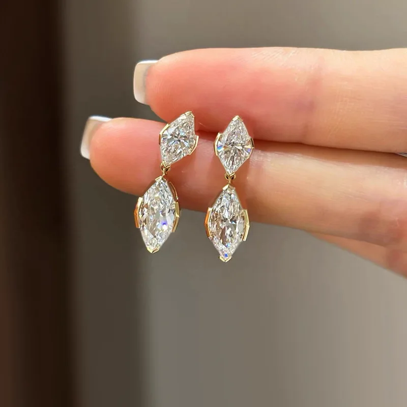 Apaison Women Exquisite High-Carbon Diamond Stud Earrings-Wedding Engagement Eternity Jewelry Gift Gold Plated Ear Earrings
