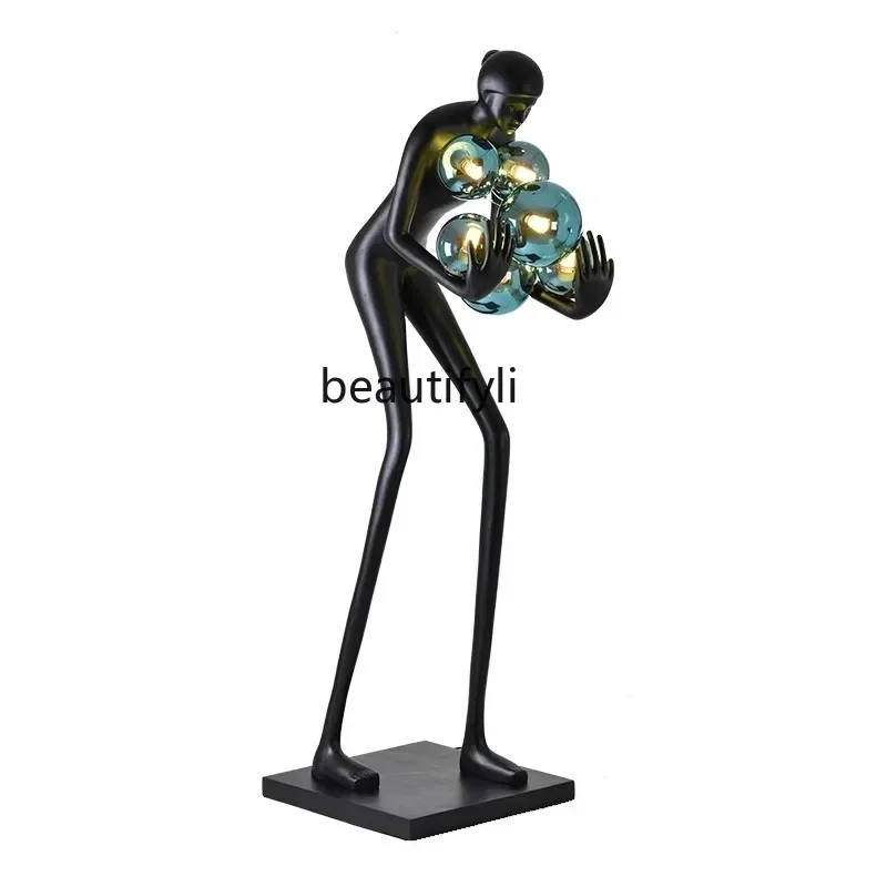 

Abstract humanoid sculpture floor lamp ornament living room staircase, beauty salon hotel lobby, decoration