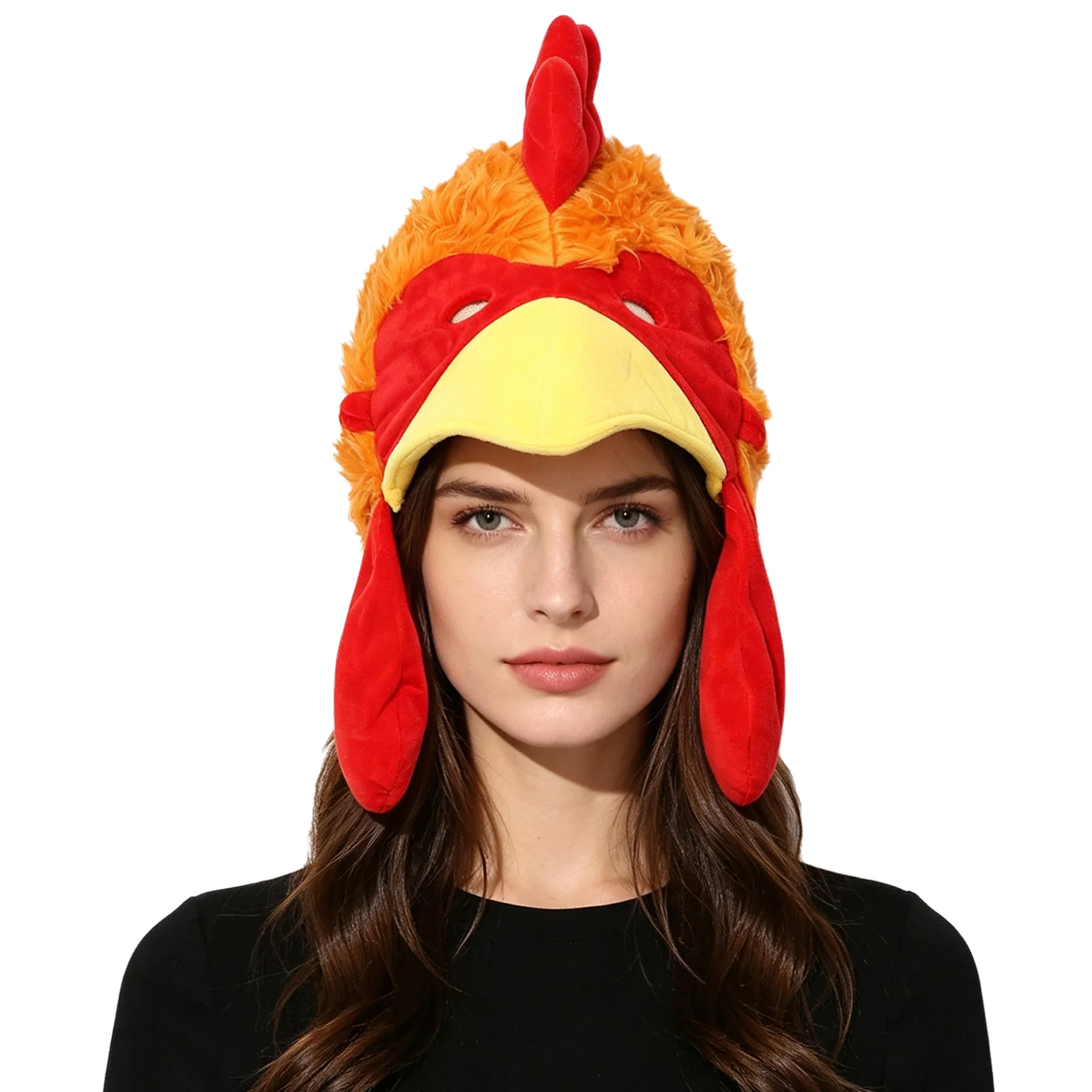 Unisex Women Men Plush Turkey-shaped Hat Headwear Thanksgiving Costume Accessories for Halloween Cosplay Party Stage Performance 2