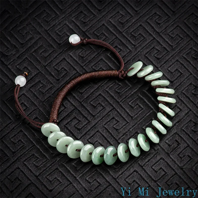 

Burmese Jade Donut Bracelets Luxury Men Women Natural Talismans Amulet Jadeite Gift Emerald Charm Charms Jewelry Stone Man