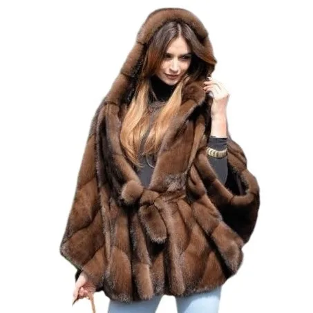 Faionable Velluto di visone Jaet Cappotto di pelliccia da donna Gioventù di media lunghezza Vestibilità ampia Autunno Inverno Nuovo Sle con cappello