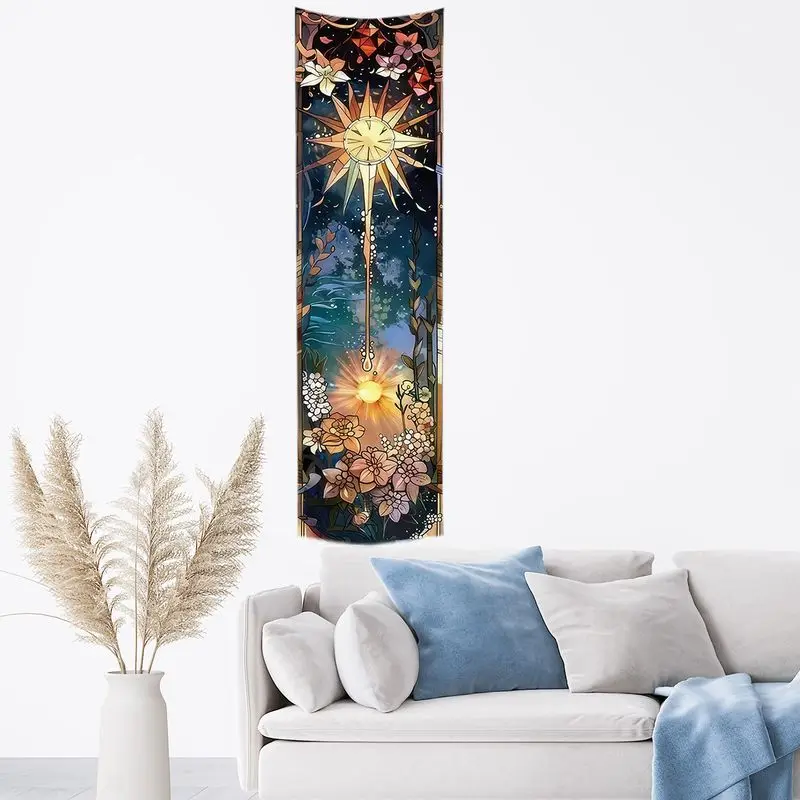 VIKAMA Tree of Life Seven Chakras Meditation Long Tapestry, Boho Wall Hanging for Entrance Foyer Spiritual Decor