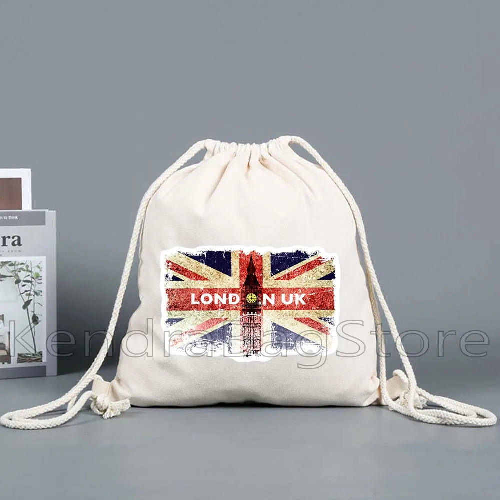 Vereinigtes Königreich, London, England, Flagge, Karte, Retro-Bus, Big Ben, Brücke, Telefonzelle, Reise, Kordelzug, Taschen, Fußball-Rucksack, Fitnessstudio