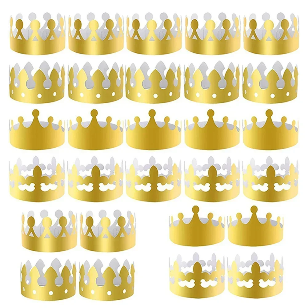 4 Styles Kids Adult Happy Birthday Paper Hats Birthday Party Decoration Prince Princess Crown Party Coronation Celebration Decor