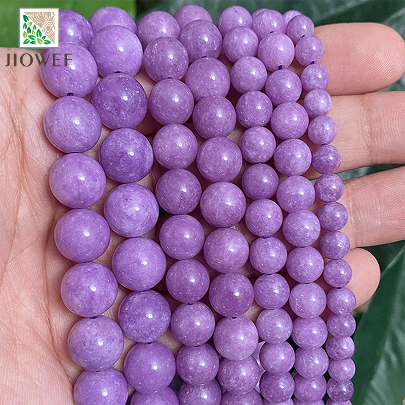 

Natural Stone Light Purple Chalcedony Jaspers Round Beads for Fashion Jewelry Making Diy Bracelet Necklace 15" Inch 6 8 10 12MM