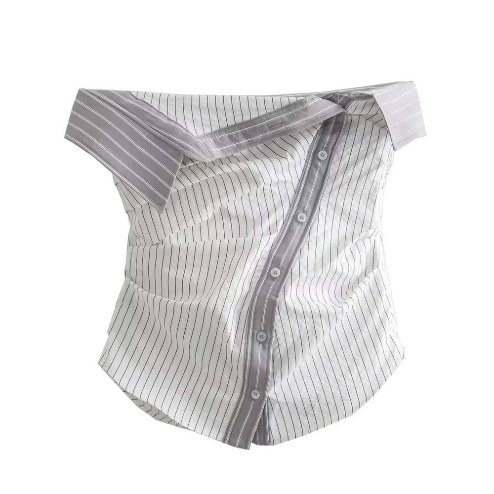 

UNIZERA2024 Spring New Product Women's Fashionable and High end, Slim Fit, Striped Bra, Tank Top, Shirt