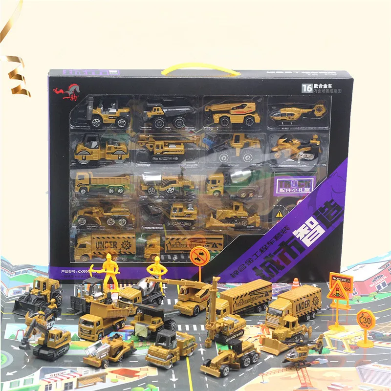 1: 64 alloy engineering vehicle set model,container transport vehicle toys,original packaging children\'s gifts,wholesale