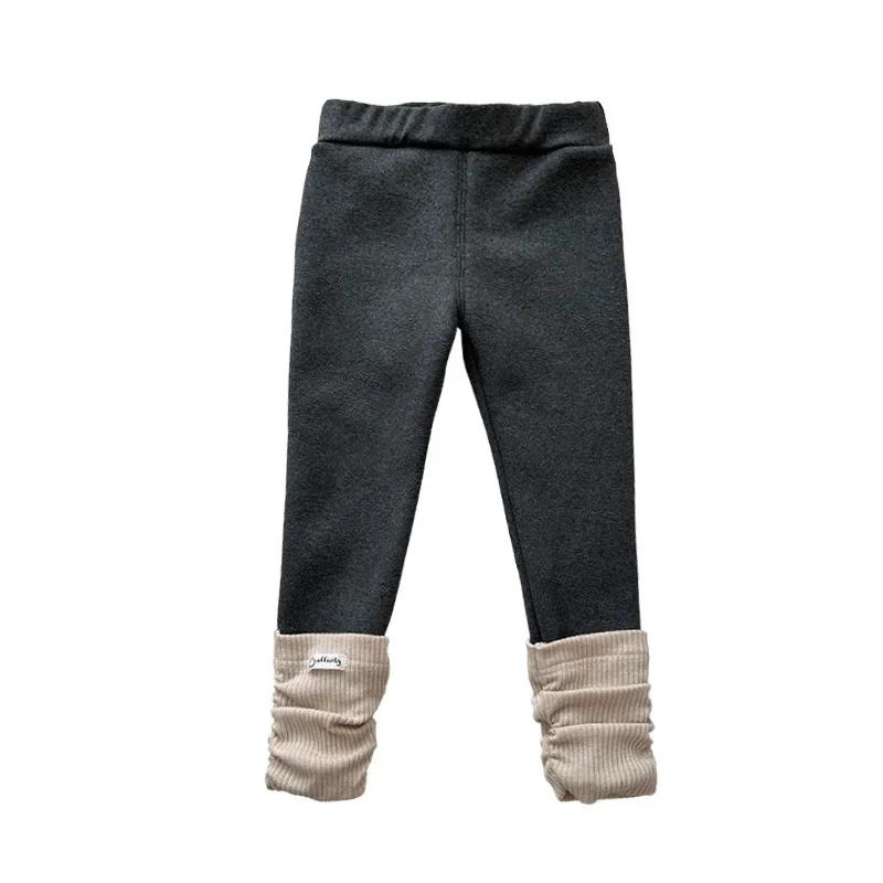 Autumn and Winter Thick Outerwear Western Style Baby Girls' Winter Clothing Warm Pants Girls' Plush Leggings Children's 5