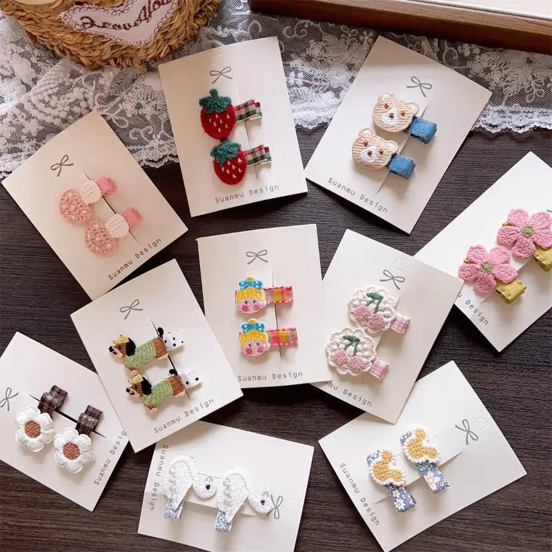 Haarspangen mit seitlichem Pony für Mädchen, koreanischer süßer Karo-Blumenstoff, rutschfeste Haarnadeln für Kinder, Schule, Reisen, täglichen Gebrauch. – Detail 4