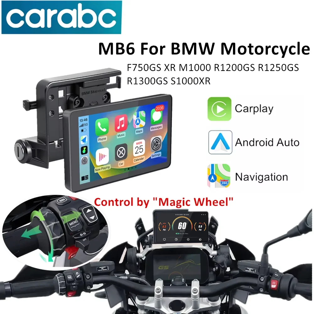 

CARABC 6" MB6 Motorcycle Navigation Wireless Carplay Android Auto For BMW R1300GS S1000 XRF750GS XR M1000 R1200GS R1250GS
