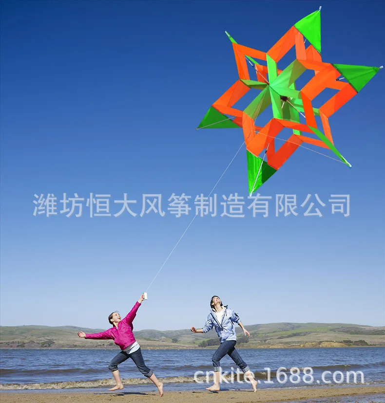 Weifang-cometa de loto tridimensional para niños, cometa con sentido tridimensional de color fuerte y multicolor, fácil montaje, regalo volador