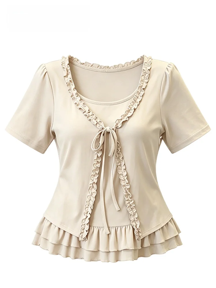

plus Size Women's Short Sleeve T-Shirt Summer New Style Versatile High Waist Design Skin-friendly Breathable Polyester Fiber