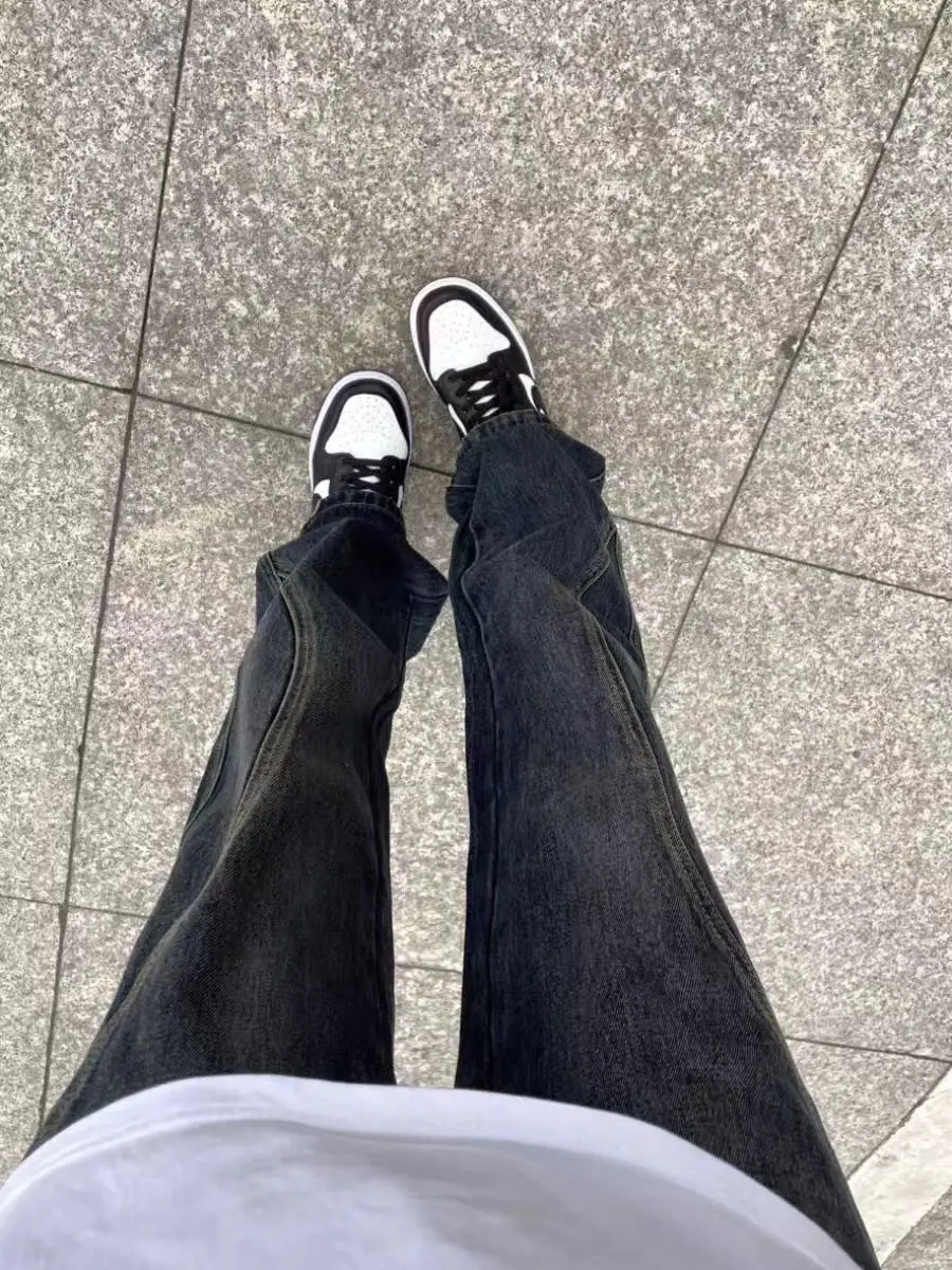 

Retro American Patchwork Jeans High Street Vibe Straight Leg Flared Jeans for Men And Women Trendy Casual Jeans