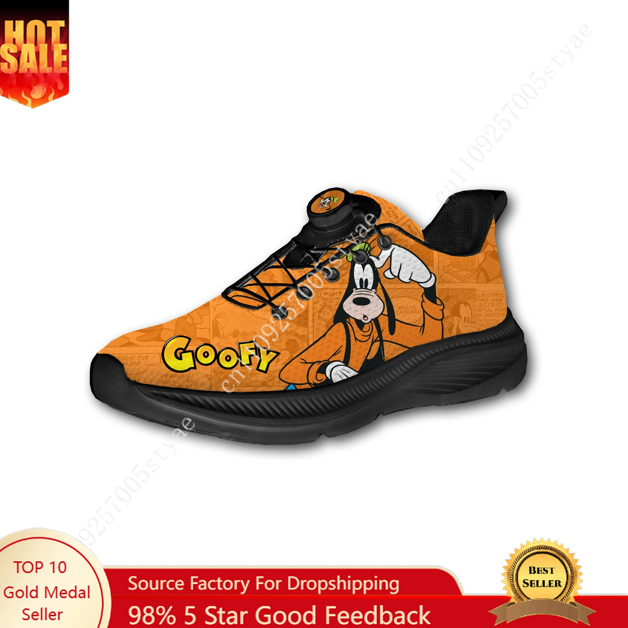 

Disney Goofy Sports Shoes Man Woman Rotating Button Without Laces Sneakers Outdoor Sports Breathable Light Custom Shoe