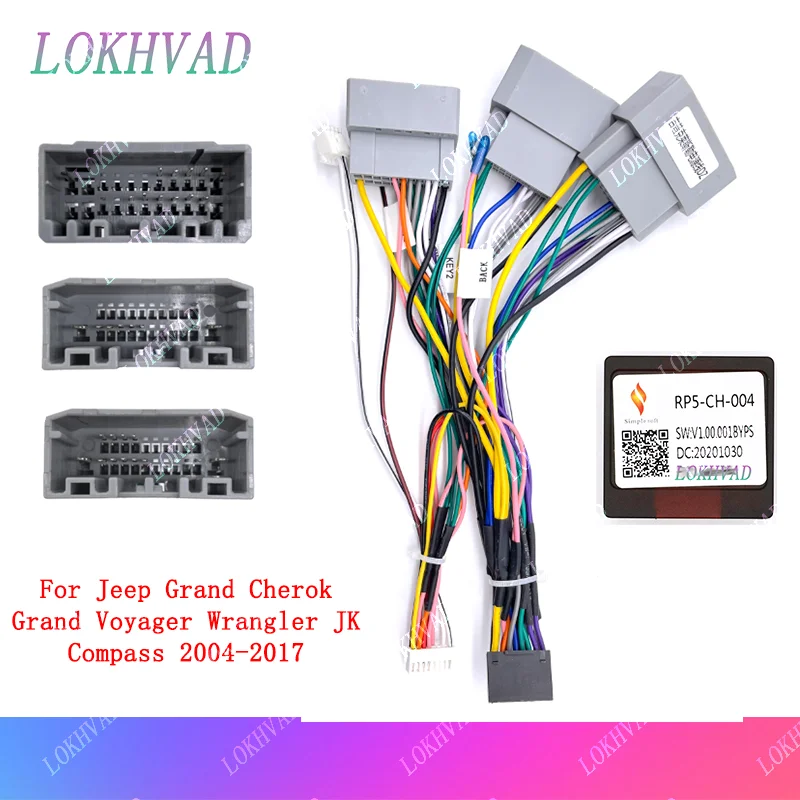 16 Pin Car Wiring Harness Adapter With Canbus Box Decoder For Jeep Grand Cherok Grand Voyager Wrangler JK Compass 2004-2017